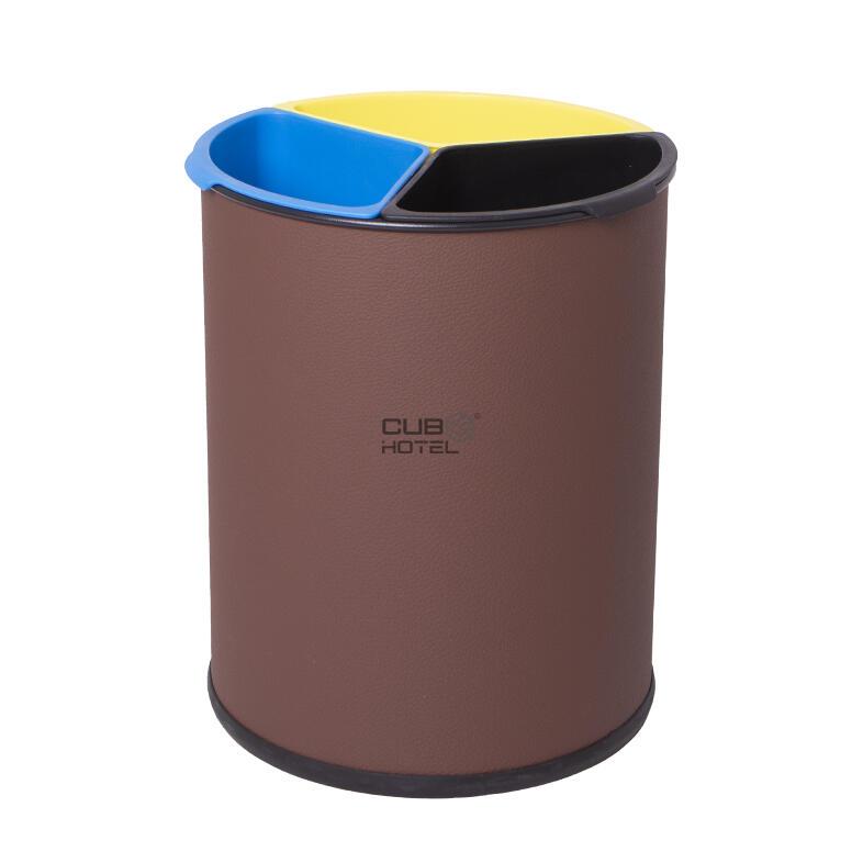 Cubo de Reciclaje Revestido de Piel con Separadores 3x4,5L